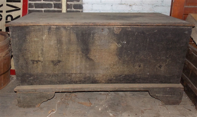 Dovetailed and Pegged Blanket Chest  with Rattail Hinges and Glove Box - Measures 26 1/2 tall 50 1/2 by 22 1/2 - Front Left Foot Needs to Be Attached - Missing Back Foot 