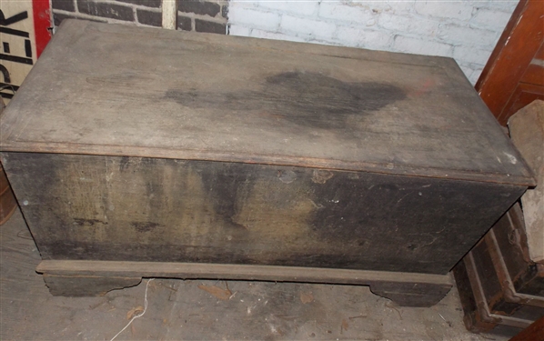 Dovetailed and Pegged Blanket Chest  with Rattail Hinges and Glove Box - Measures 26 1/2 tall 50 1/2 by 22 1/2 - Front Left Foot Needs to Be Attached - Missing Back Foot 