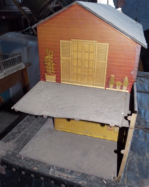 Marx Tin Litho Doll House - Needs Cleaning - Measures 17 tall 33 by 12