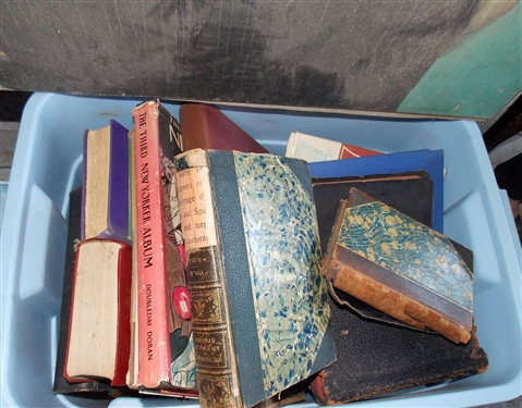 Tote Full of Books including The New Yorker Third Edition, Herman Melville, Etc. Als including Rita Tushingham and Peter Finch Poster on Board - Measuring 33 1/2 by 23 1/2 - Rough Condition
