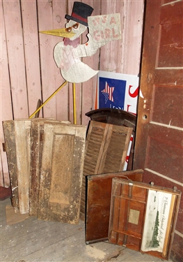 Wood It's A Girl Stork, 4 Paneled Doors, Shutters, Dresser Mirror Frame, and Folding Artist Lap Desk