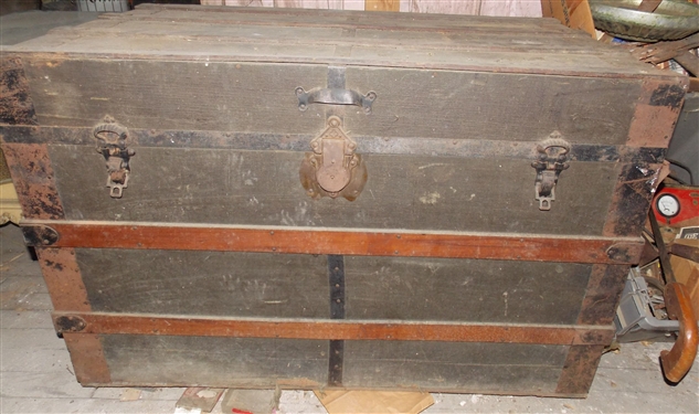 Large Flat Top Trunk - Measures 24 tall 38 by 22