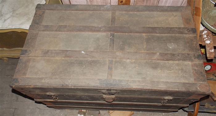 Large Flat Top Trunk - Measures 24 tall 38 by 22