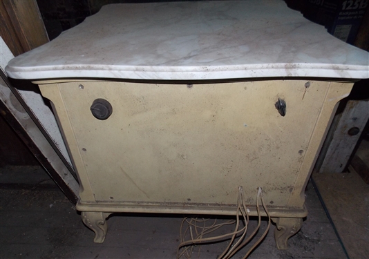 Pair of French Provincial Style Marble Top Speakers Measuring - 22 tall 27 By 27 - 2 Included only 1 Pictured