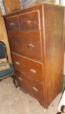 Bachelors Desk 3 Drawers and Drop Front Writing Desk -Measures  48 tall 30 by 17 - Missing 1 Pull
