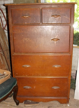 Bachelors Desk 3 Drawers and Drop Front Writing Desk -Measures  48 tall 30 by 17 - Missing 1 Pull