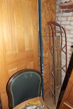 Chair, 2 Pine Paneled Doors, Snow Sled, Flatware, Drawer - Marble Not Included 