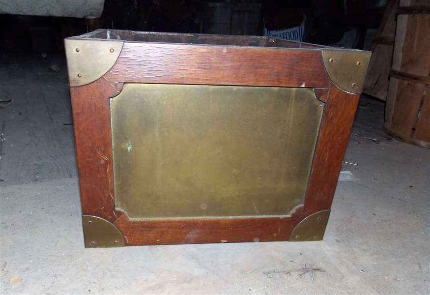 Campaign Style Box with Brass Corners and Brass Paneled Sides - Measures 10" tall 13" by 13" 