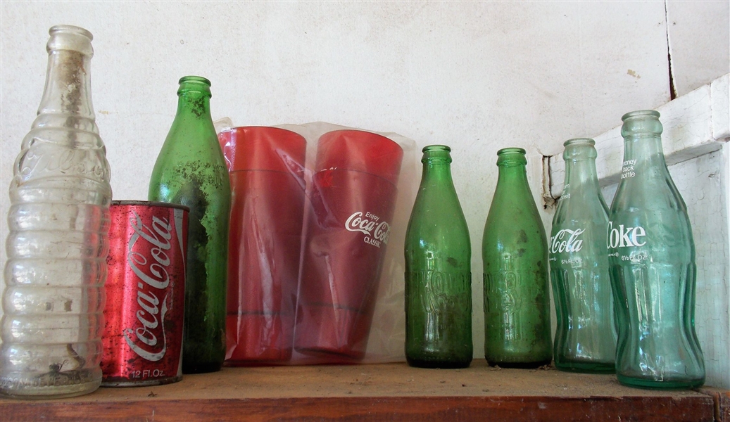 Lot of Drink Bottles and Cups including Coca-Cola and Gibson - Danville, VA