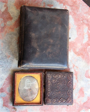 2 Tin Type Photos of Elderly Women and Album of CDVs and Tin Types 