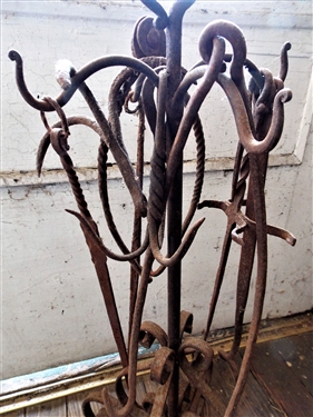 Iron Holder Full of Blacksmith Shop Made Tools - Stand Measures 32 Tall 