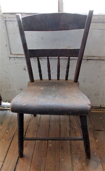 Plank Bottom Chair with Turned Legs and Spindles - Measuring 30 1/2" Tall 