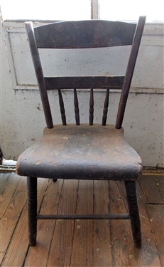 Plank Bottom Chair with Turned Legs and Spindles - Measuring 30 1/2 Tall 