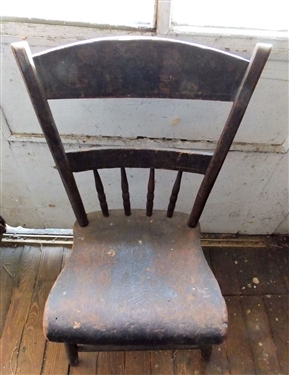 Plank Bottom Chair with Turned Legs and Spindles - Measuring 30 1/2 Tall 