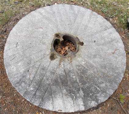 Large Mill Stone - with Metal Band and Metal Insert- Measures 48" Across 11" Tall 