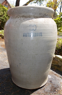 Hutchinson 20 Gallon Crock - Signed - Drain Hole in Bottom - Measures 25" tall 15 1/2" Across