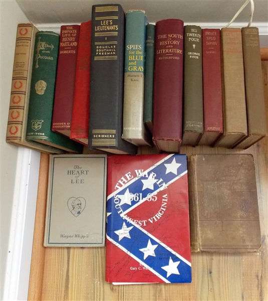 15 Hardcover Books Mostly Military Subjects including "The Heart of Lee" "The War in Southwest Virginia" "Spies for the Blue and Gray" ""Lees Lieutenants" "A Book About Doctors" and Others