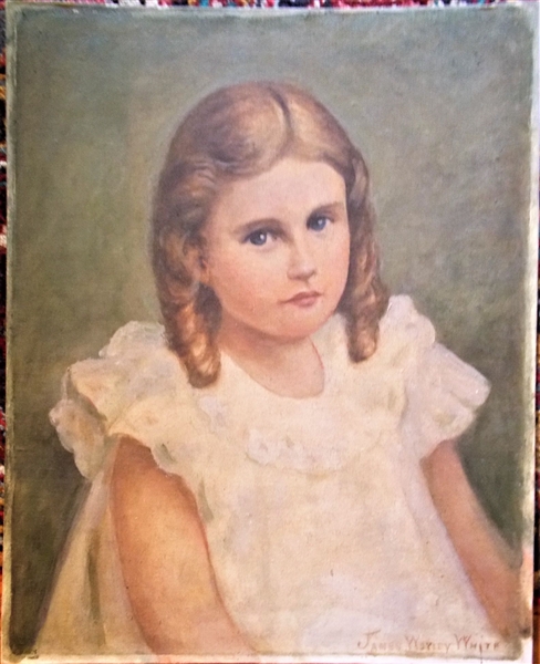 James Wstley White Portrait on Board of Little Girl - Canvas Board Measures 20" by 16"