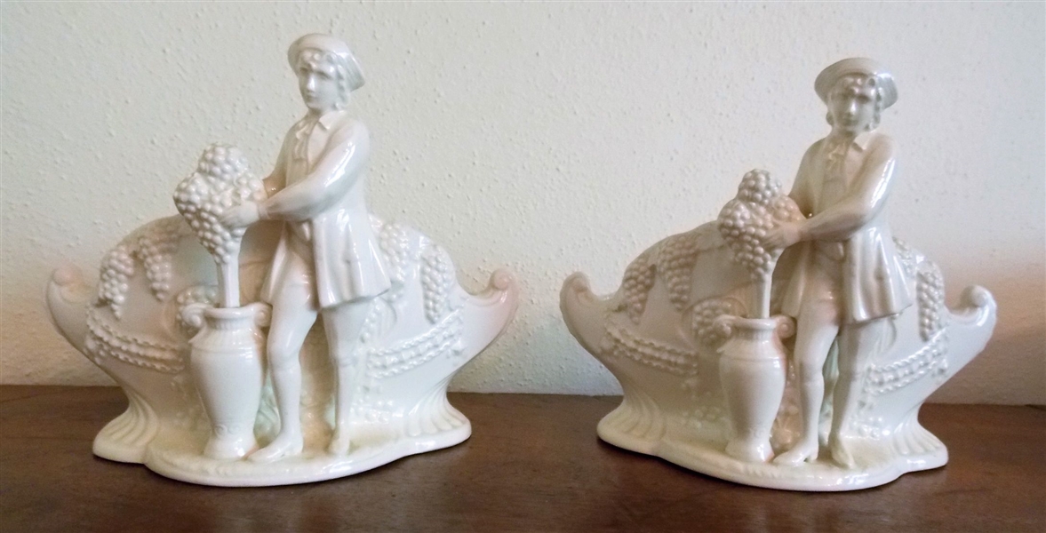 Pair of Colonial Figure Planters - Made in Czechoslovakia - Measures 6" tall 7" by 4"