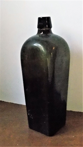 Green Glass Bottle with Applied Top - 11" Tall 