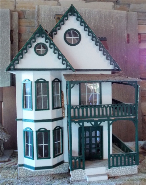 Victorian Style Doll House - Measures - 35" tall 25" by 15" Needs Some Repair 