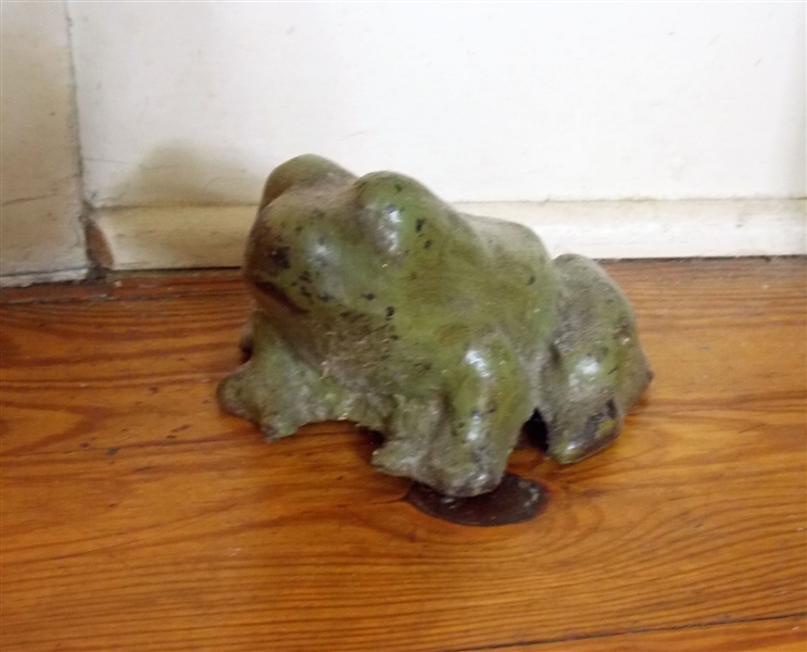 Cast Iron Frog Door Stop - Green Painted - Measures 3" tall 6" long