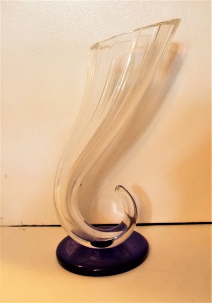 Art Glass Vase with Cobalt Blue Base - Vase Measures  13" tall 