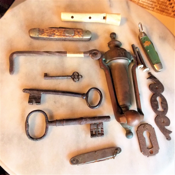 Bone Whistle, Pocket Knives, Plantation House Keys, Hardware, Door Knocker, Etc. 