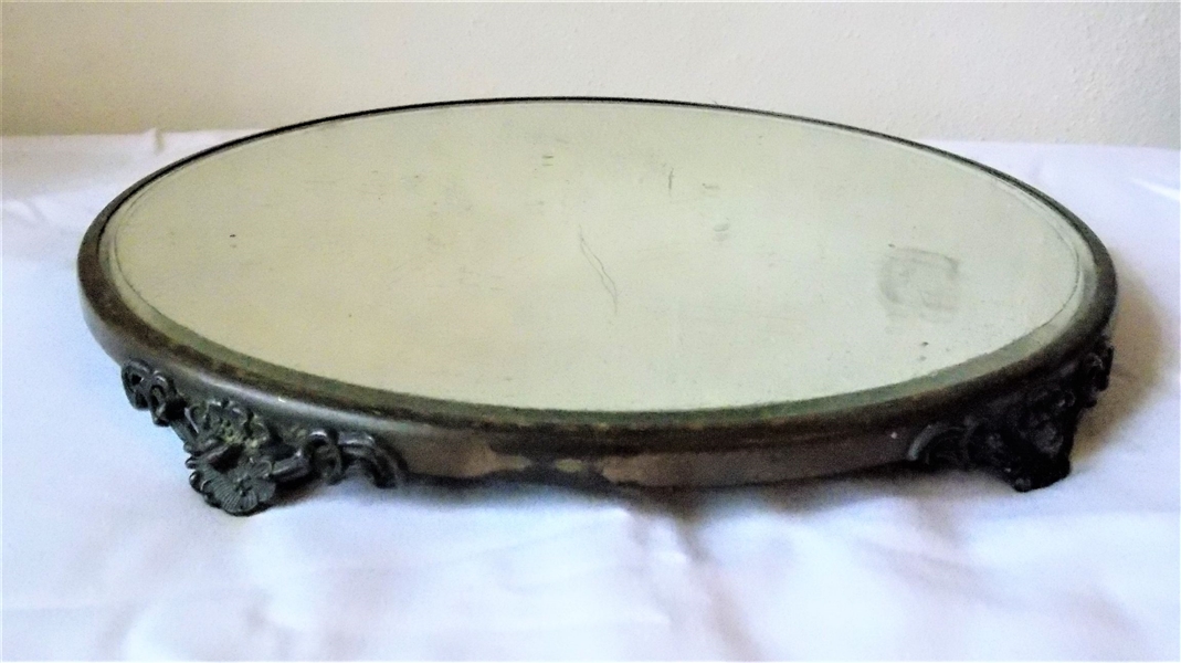 Footed Plateau Mirror - Measures 14" Across