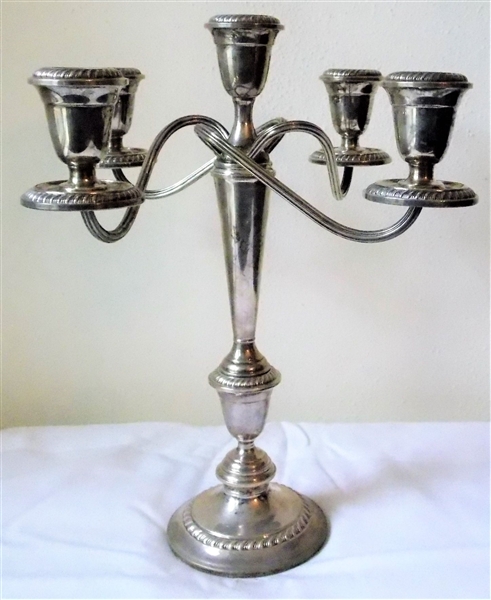 Alvin Sterling Silver Weighted 5 Light Candlelabra - Measures 12 3/4" tall 11 1/2" Across