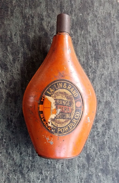 Hercules Powder Co. U.S.A. "Orange Extra Sporting" Powder Flask with Partial Original Label - Measures 8" tall