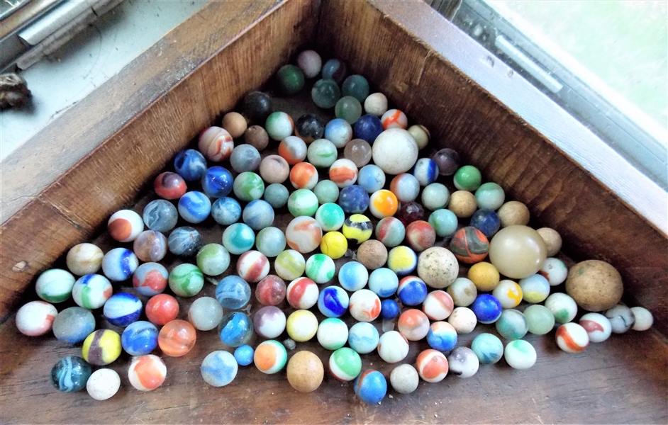 Lot of Marbles including Acro Agate, Cats Eye, and Clay