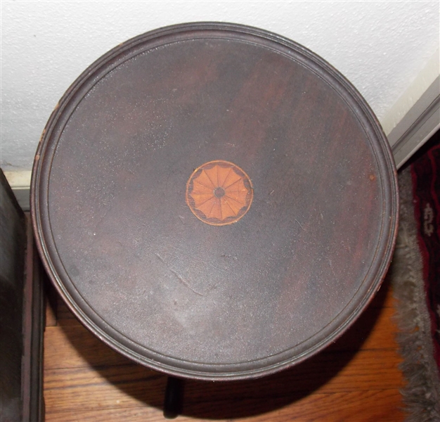 Inlaid Top Wine Table - Measuring 19" tall 11" Across - Top Needs to Be Reattached to Bottom