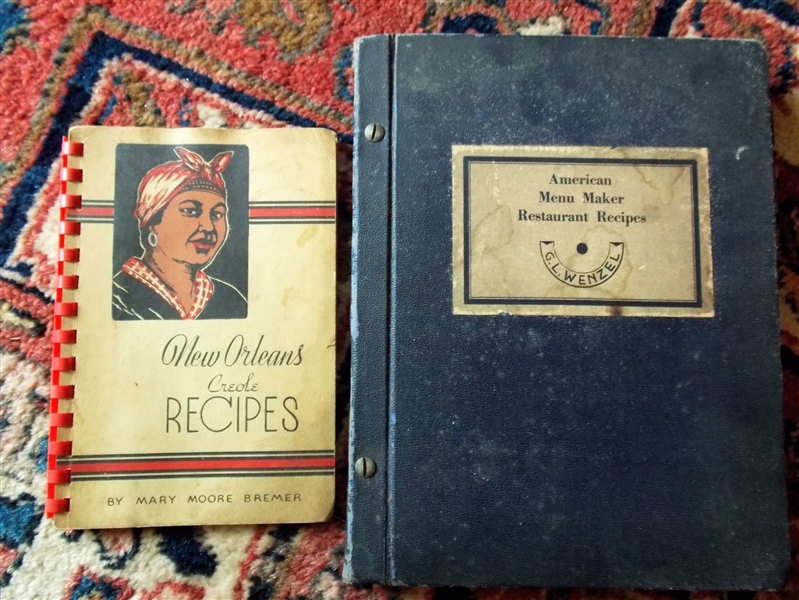 "New Orleans Creole Recipes" by Mary Moore Bremer and "American Menu Maker Recipes" by G.L. Wenzel 