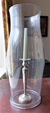 Large Handmade Hurricane Shade with Sterling Silver Weighted Candle Stick - Hurricane Measures 20 1/4" Tall Candle Stick Measures 10"