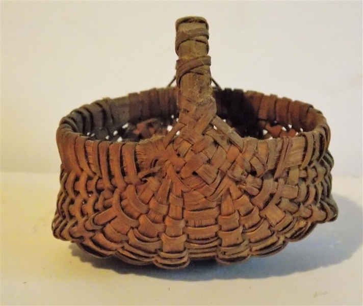 19th Century Miniature Basket - 2" tall not including Handle 2 3/4" by 3 1/4"