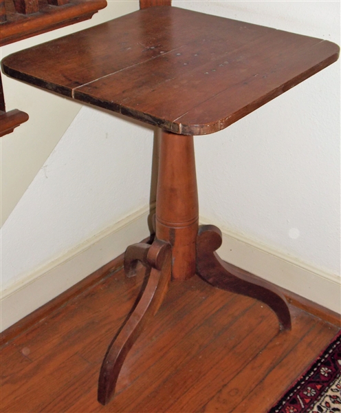Walnut Cut Corners Table with Spider Legs -Original Finish -  Measures - 29" tall 20" by 20"