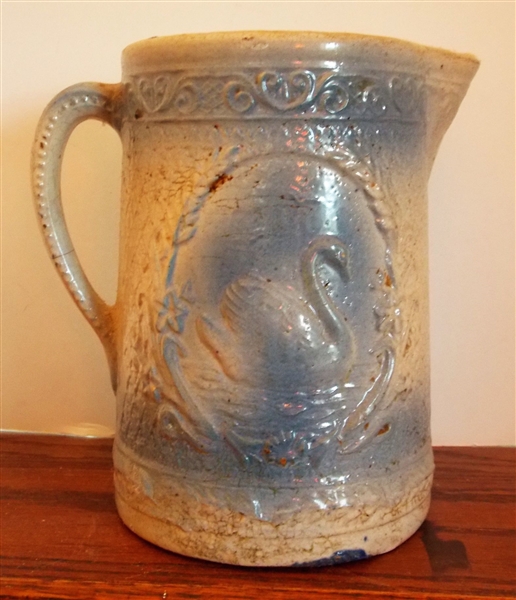 Swan Salt Glaze Pitcher - Hairline in One Side - Measures 8 1/4" tall 7 1/4" Spout to Handle