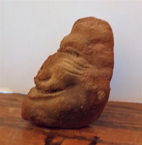 Unusual Face Made From Red Clay - Measures 5" tall 3" by 4"