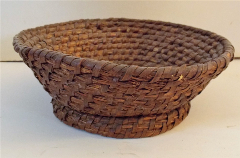 Handwoven Straw Basket - Measures 4" tall 11 1/2" Across