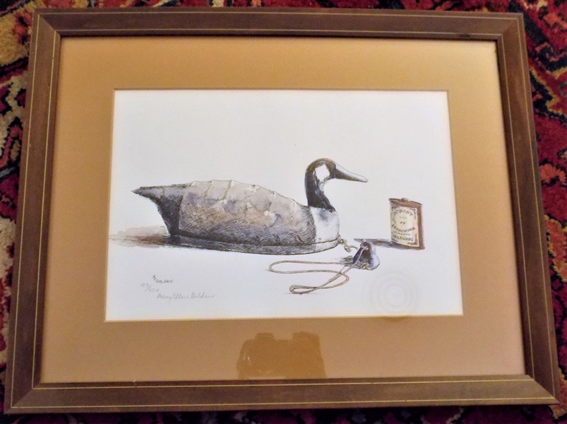 Mary Ellen Golden Artist Signed and Numbered 43/550 Duck Print - Framed and Matted - Frame Measures - 14 3/4" by 18 3/4"