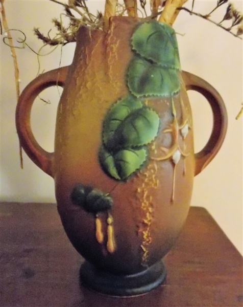 Roseville Fuchsia Double Handle Vase  Number 894-7  - 7" Tall 