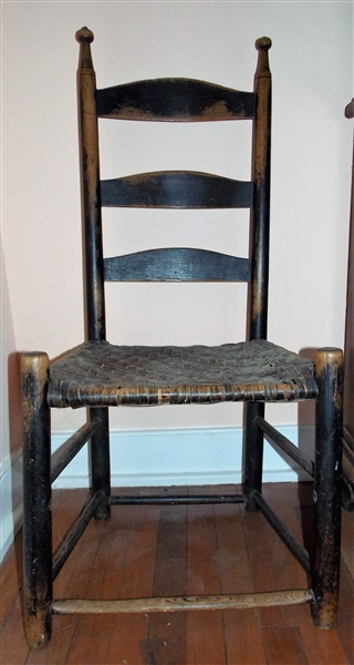 North Carolina Johnson Cousin Ladderback Chair - Original Paint and Bottom - Measures 38" tall 14" by 18"