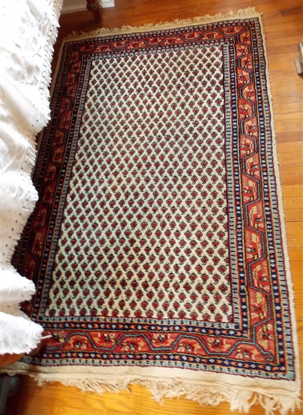Wool Rug with Cream Background - Measures 63" by 44"