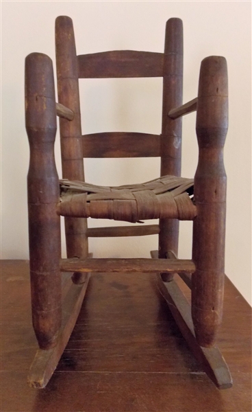 Ladderback Doll Rocking Chair - Handmade with Knife Marks - Measures 11 3/4" Tall 5" by 5"