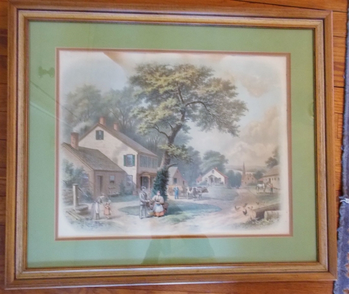 Chandler Color Lithograph Depicting Letter Delivery - Some Discoloration At Top - Framed and Matted - Frame Measures  - 23" by 27"