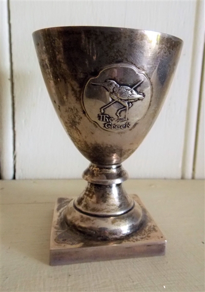 Sterling Silver Trophy  "The Creek 1936 Presidents Cup Won by D.K.E. Bruce" Measures 3 3/4" tall 2 1/2" Across