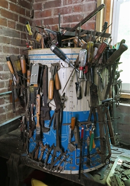 Popular Mechanics / Science Revolving Tool Holder - FULL of tools including Hammers, Wrenches, Screwdrivers, Snips, Etc.