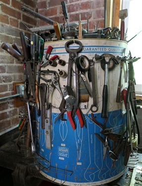 Popular Mechanics / Science Revolving Tool Holder - FULL of tools including Hammers, Wrenches, Screwdrivers, Snips, Etc.
