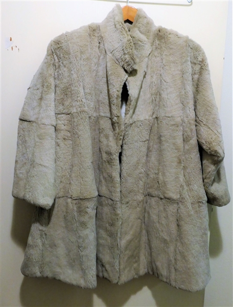 Carole Little Size Medium Sheard Fur Coat - Greige In Color